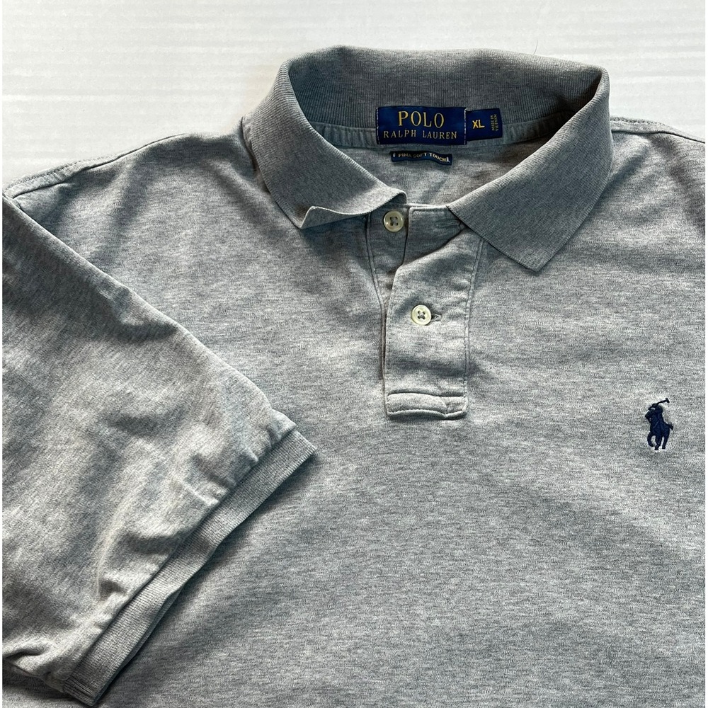 Polo Ralph Lauren Polo Shirt Mens XL Grey Pima Soft Touch Short Sleeve